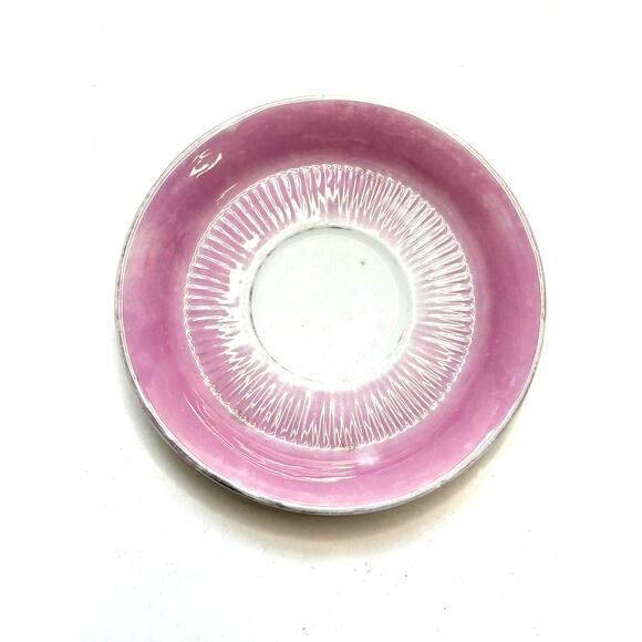 Antique Pink Lusterware Porcelain Saucer Unmarked 6" Victorian Trinket Dish - Picture 1 of 6